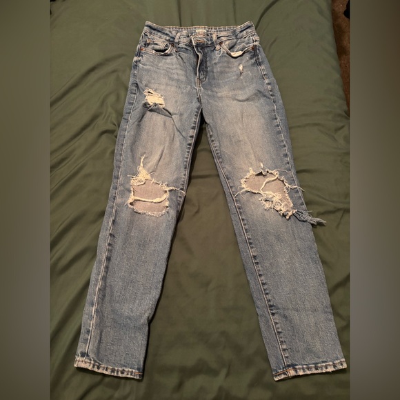 Old Navy Denim - Old Navy Blue Distressed Straight Leg Jeans